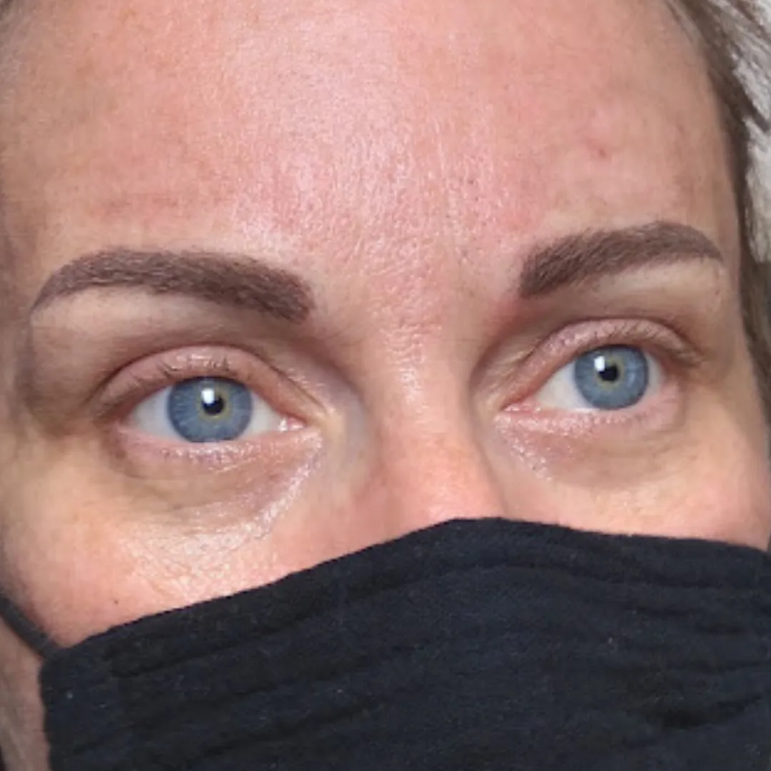 LaBrows client showing freshly finished permanent makeup brows