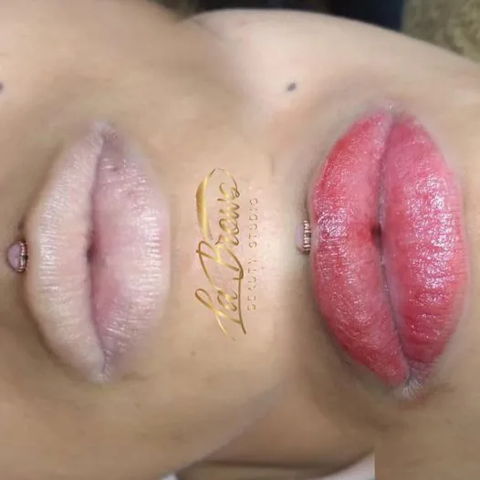 Lip blush before and after at LaBrows